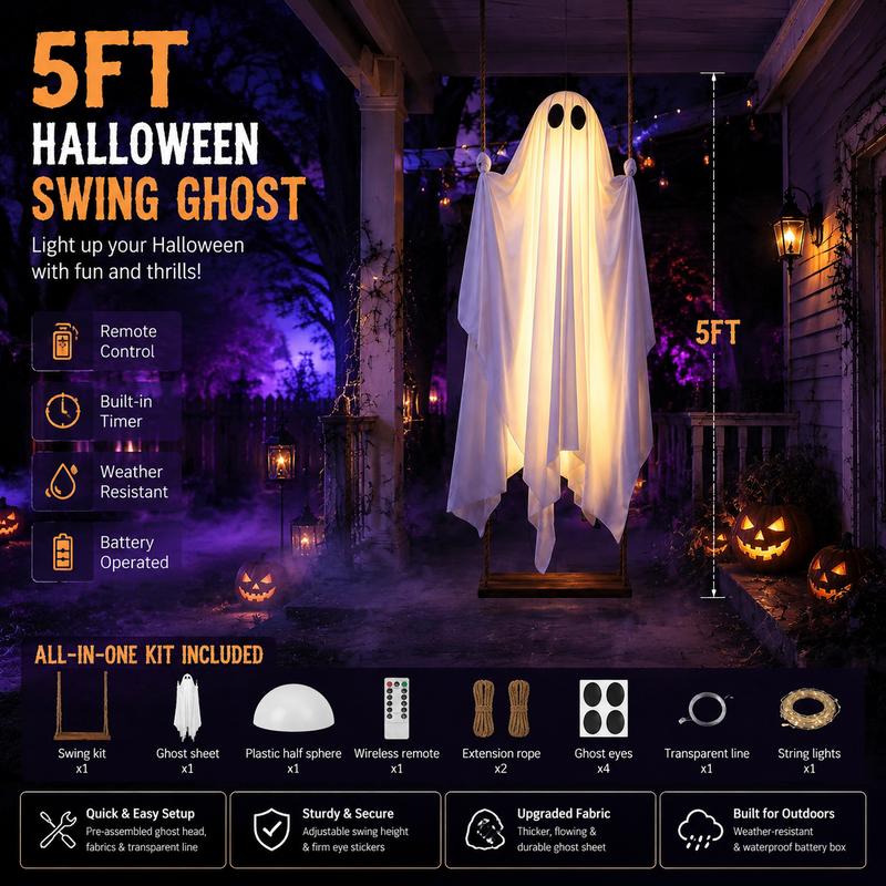 Moonlight Swinging Ghost Decoration