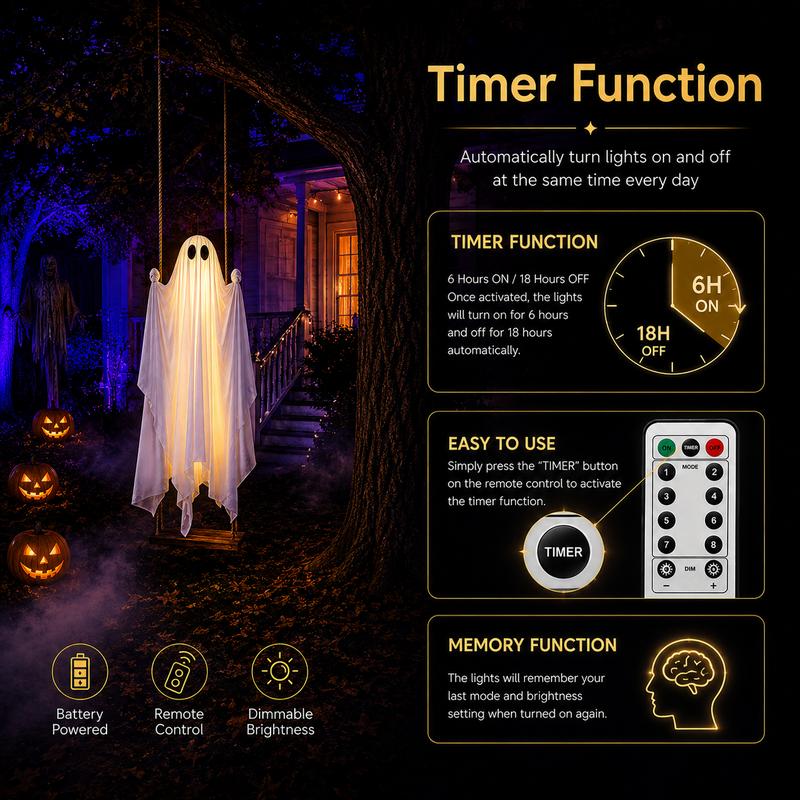 Moonlight Swinging Ghost Decoration