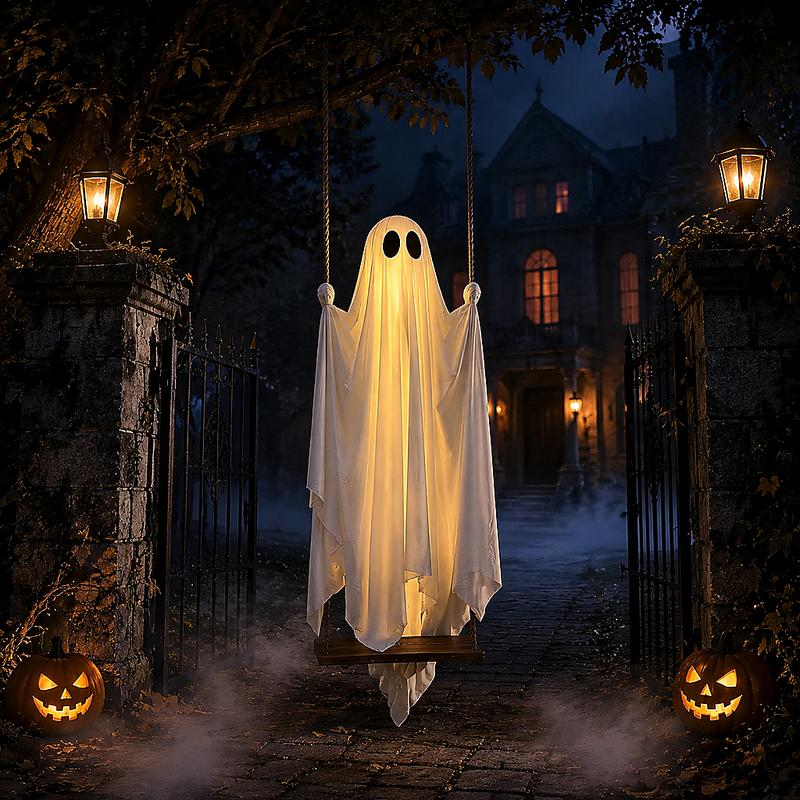 Moonlight Swinging Ghost Decoration